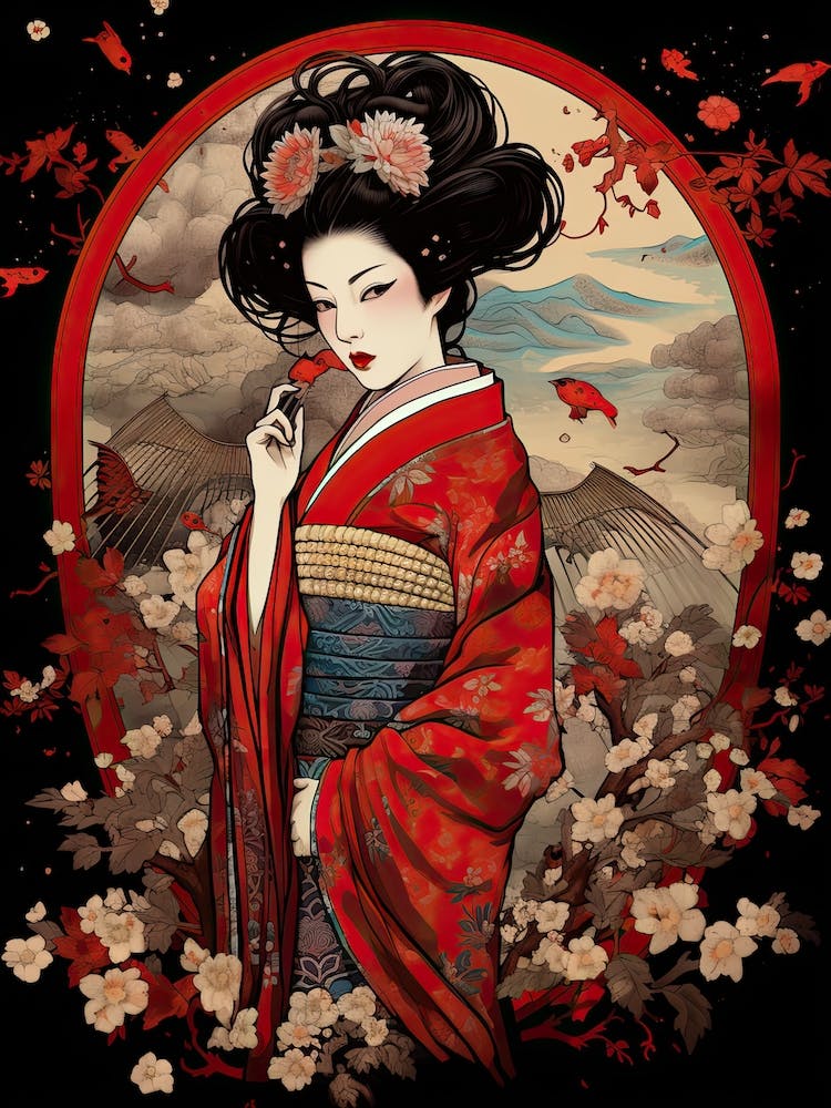 Ukiyo E Style Geisha 4
