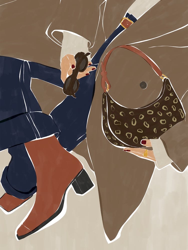 Illustration Of A Woman Holding A Purse