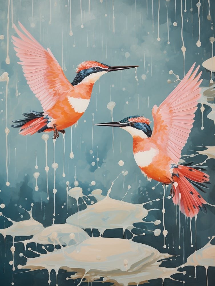 Vintage Japanese Inspired Bird Print Kingfisher 1