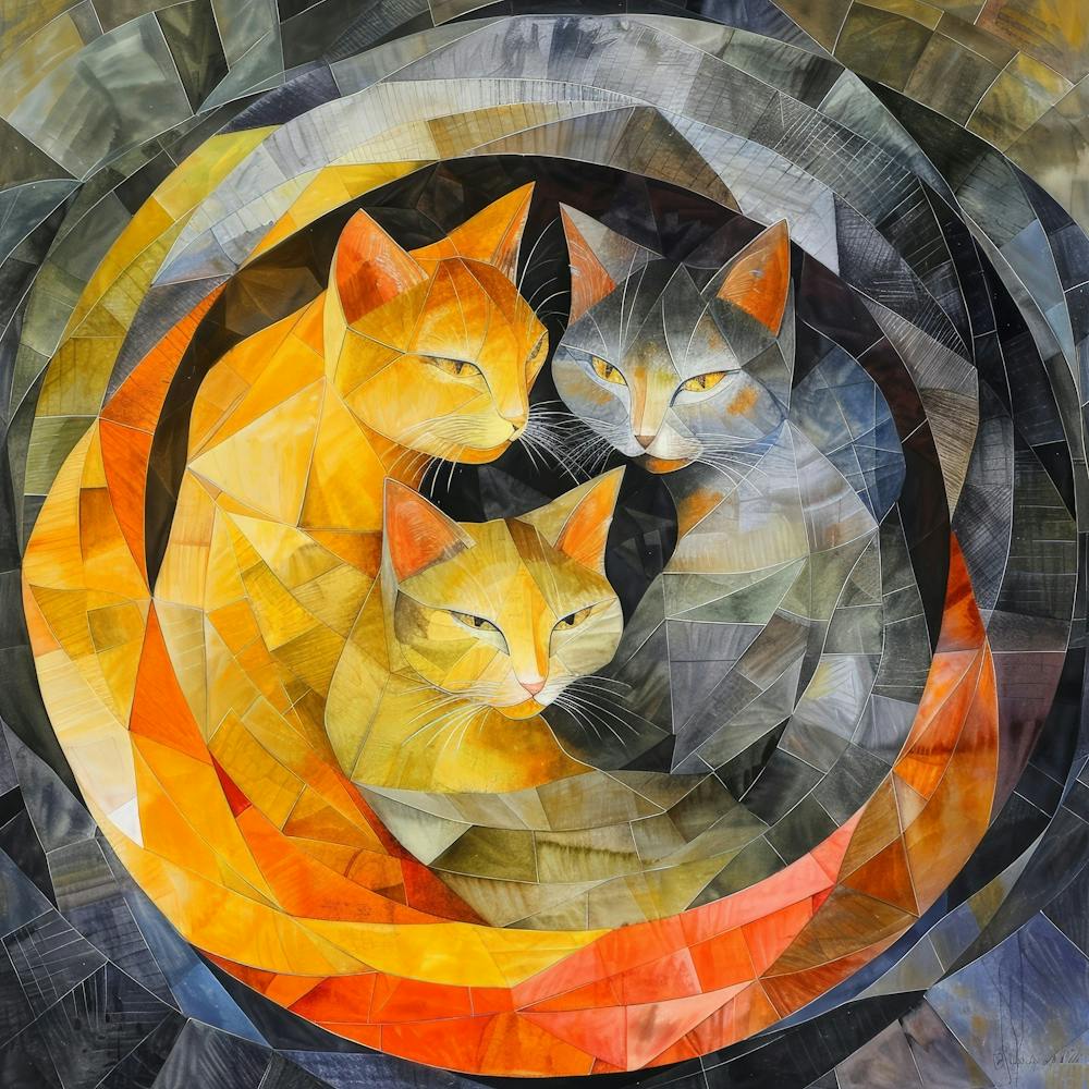 Three Cats In A Circle