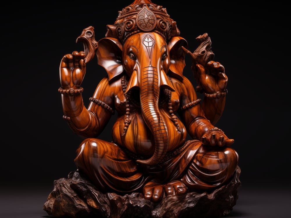 Ganesha Made Of Polished Walnut Burl And Blackwoo 4530af83 Ec97 48a8 A74c 2c35973fba