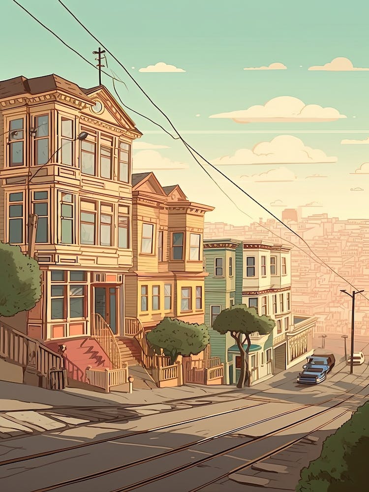 San Francisco California United States Travel Illustration 8