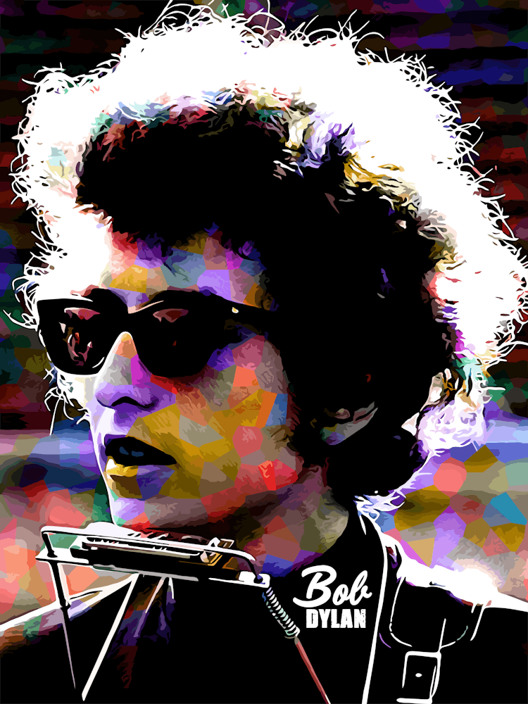 Bob Dylan American Musician Legend in Colorful
