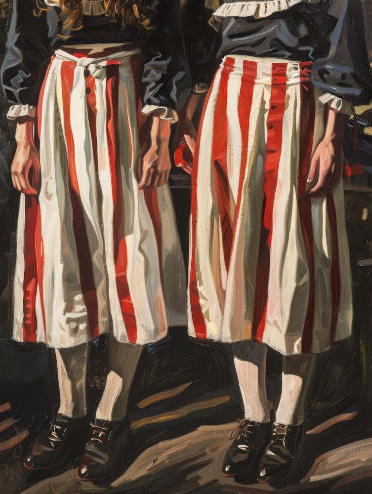 Two Girls In Red And White