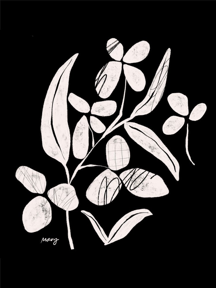Abstract Floral Black