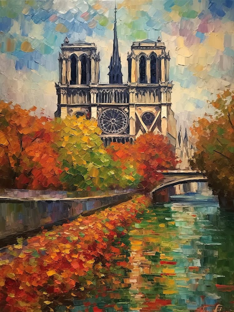 Notre Dame Paris France Monet Style 3
