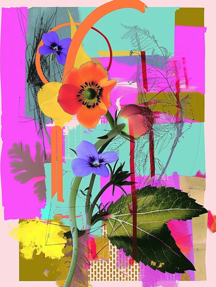 Forget Me Not 5 Neon Flower Collage