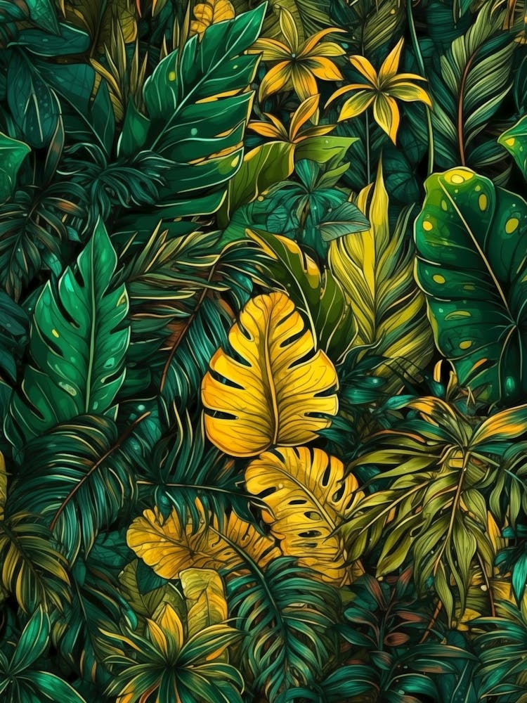 Tropical Leaves Seamless Pattern 1