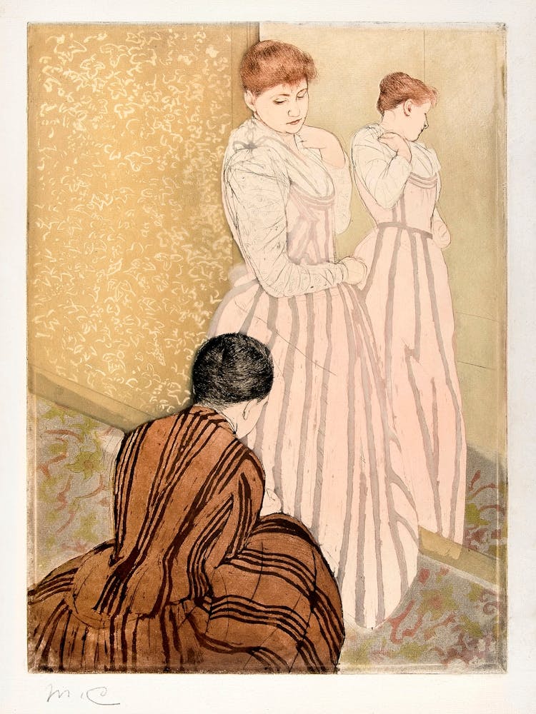 The Fitting (1890–91), Mary Cassatt