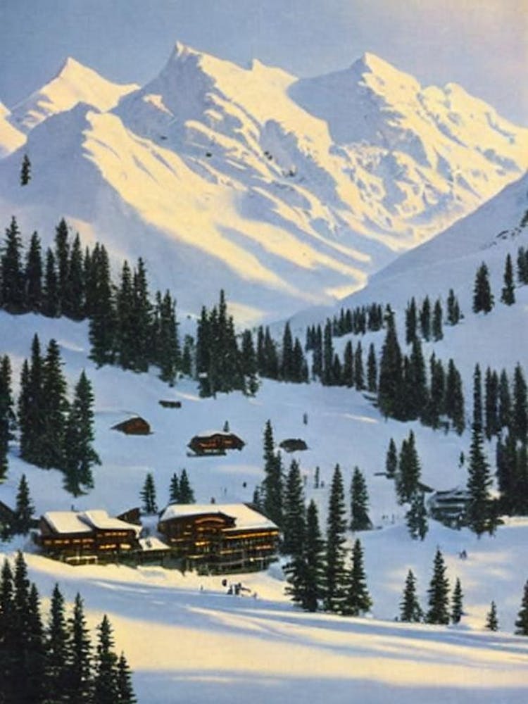 Courchevel, France Ski Resort Vintage Landscape 2 Skiing Poster