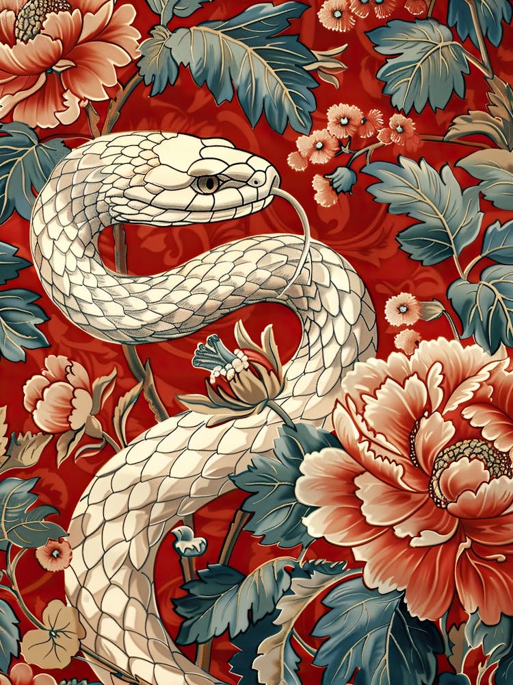 Lunar Year Of The Snake 2025 Wall Poster Framed Snake Art Chinese Zodiac Vintage 1