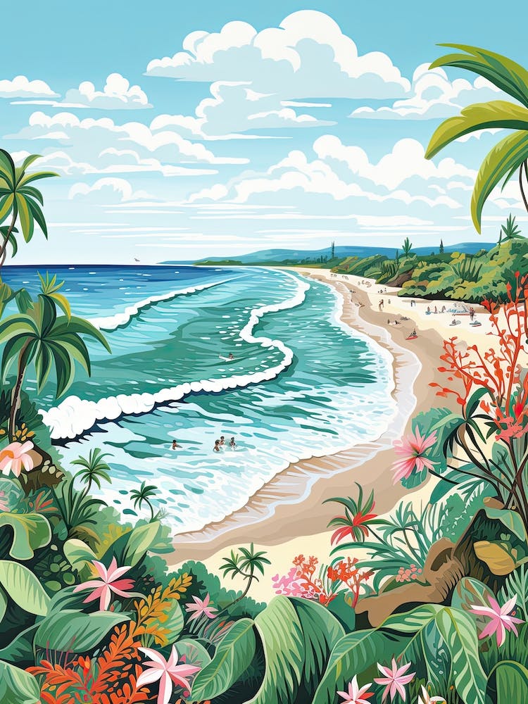Diamond Beach, Bali, Indonesia, Matisse And Rousseau Style 1