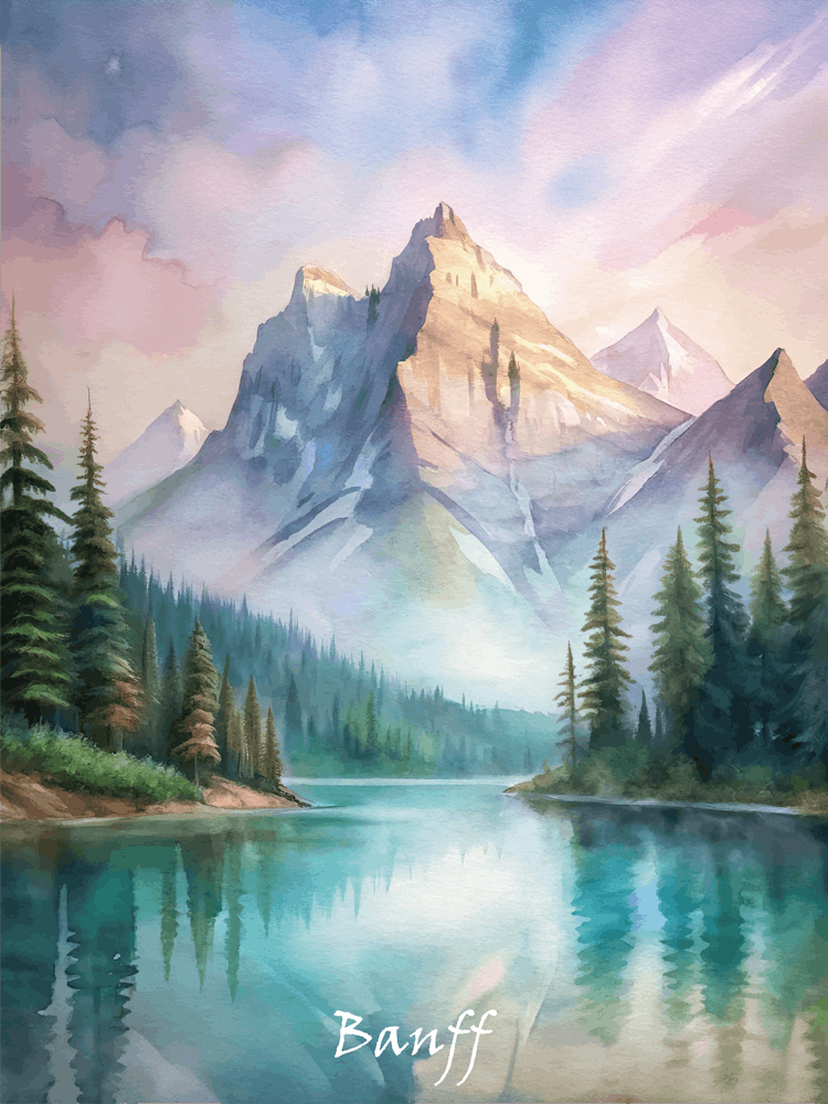 Banff National Park Watercolor Painting