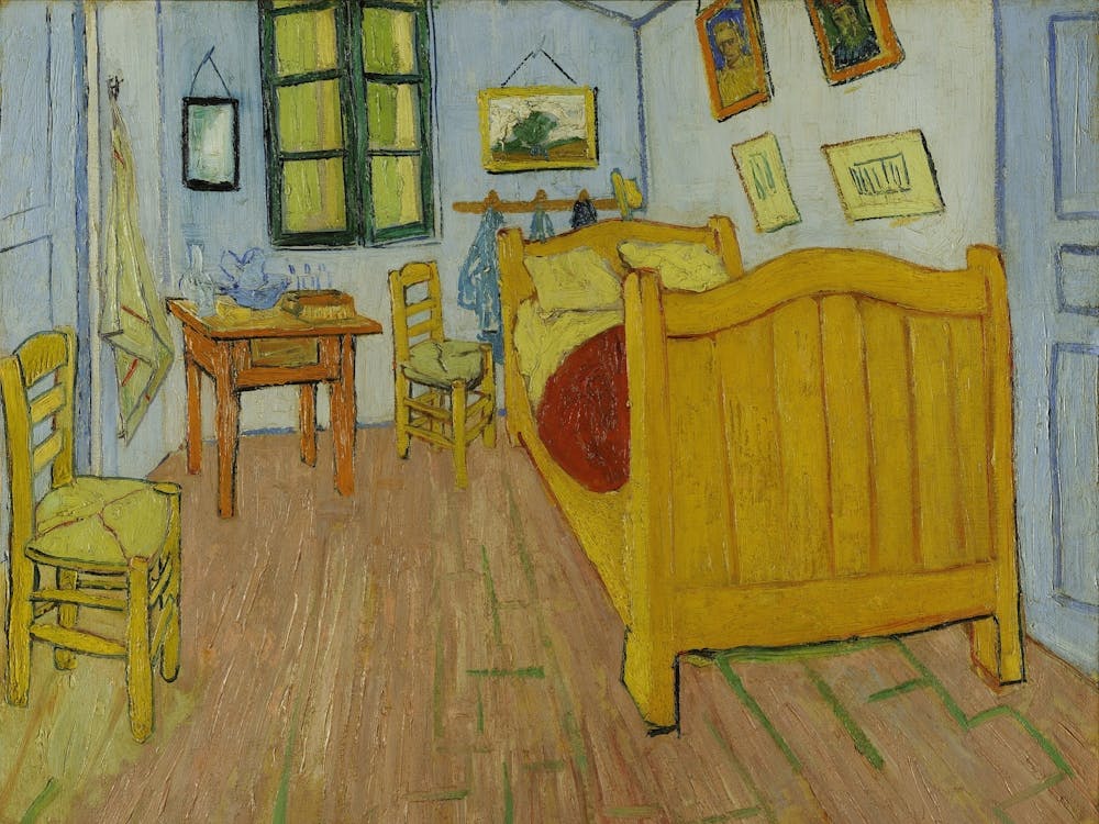 Bedroom in Arles c1888 by Dutch Painter, Vincent Van Gogh (1853-1890) This 1st Version is a HD Remastered Immaculate - T Original Hangs in the Van Gogh Museum, Amsterdam - Famous Post Impressionist Oil on Canvas