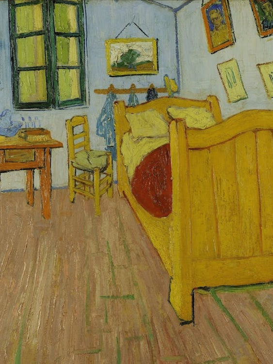 Bedroom in Arles c1888 by Dutch Painter, Vincent Van Gogh (1853-1890) This 1st Version is a HD Remastered Immaculate - T Original Hangs in the Van Gogh Museum, Amsterdam - Famous Post Impressionist Oil on Canvas