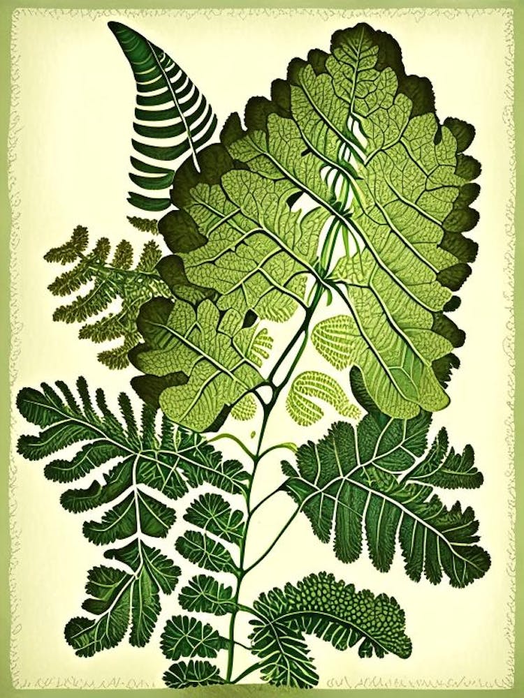 Maidenhair Fern Vintage Botanical Poster
