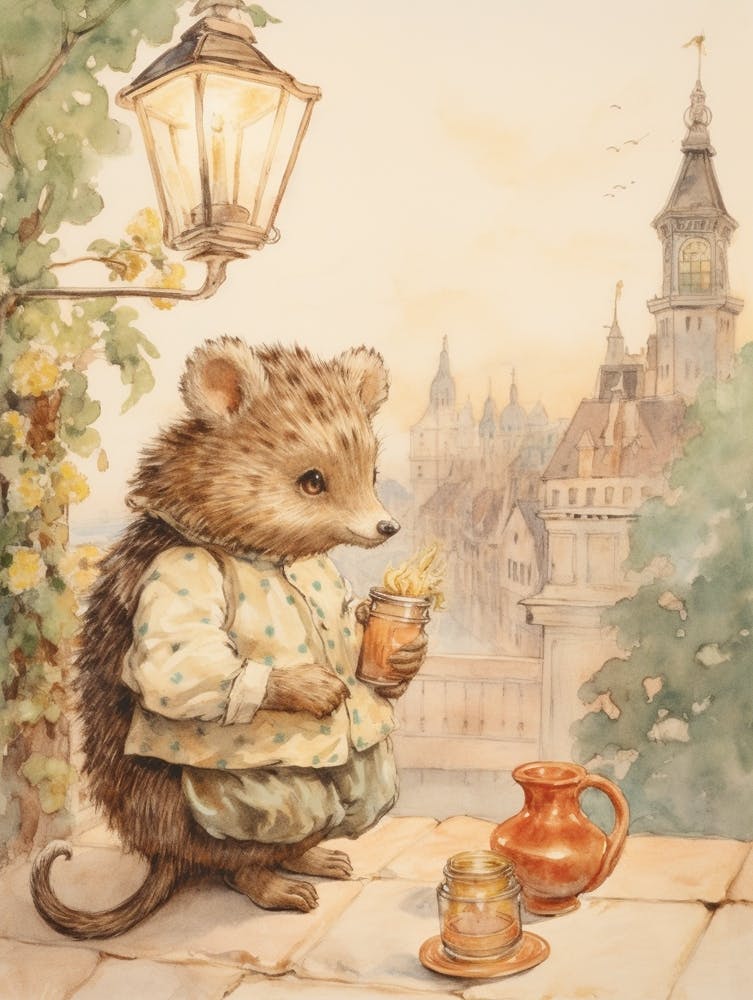 Storybook Animal Watercolour Hedgehog 1