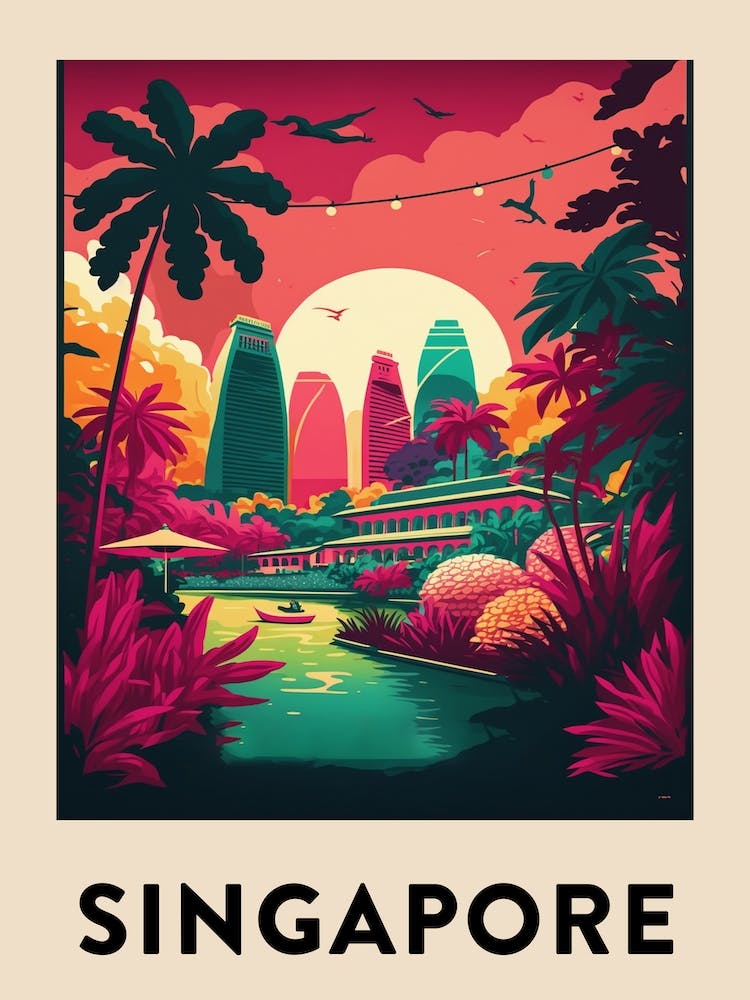 Singapore Vintage Travel Poster