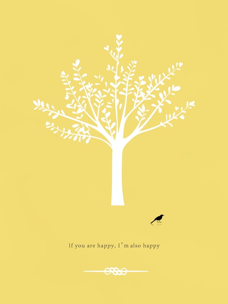 Bird and Tree - Happy Yellow
