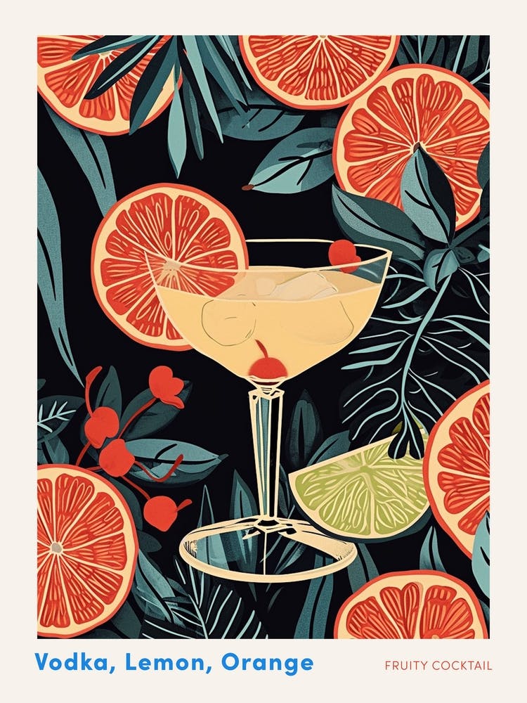 Fruity Art Deco Cocktail 1 Poster