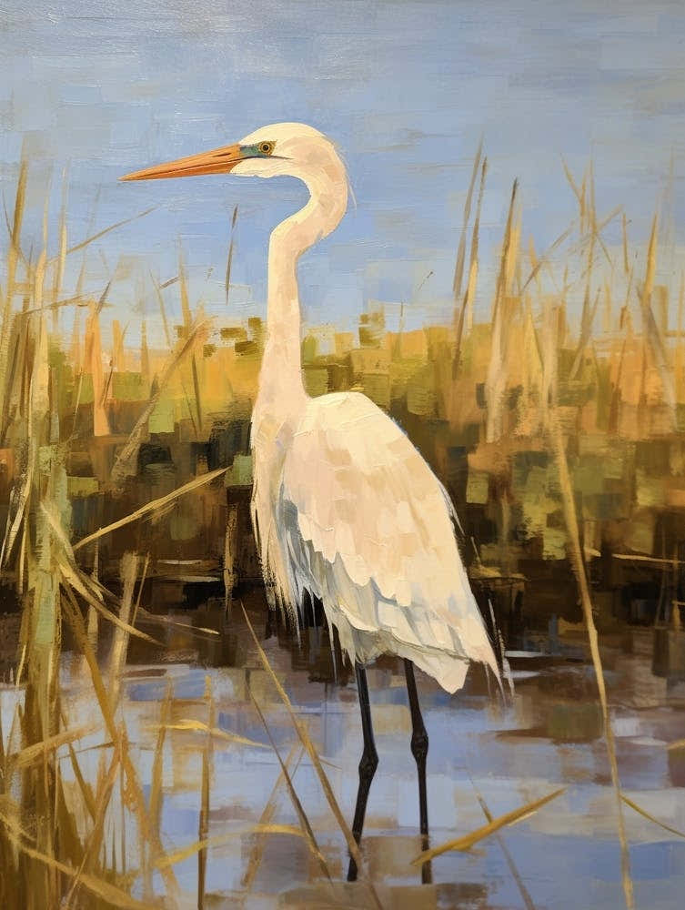 Bird Painting Egret 2