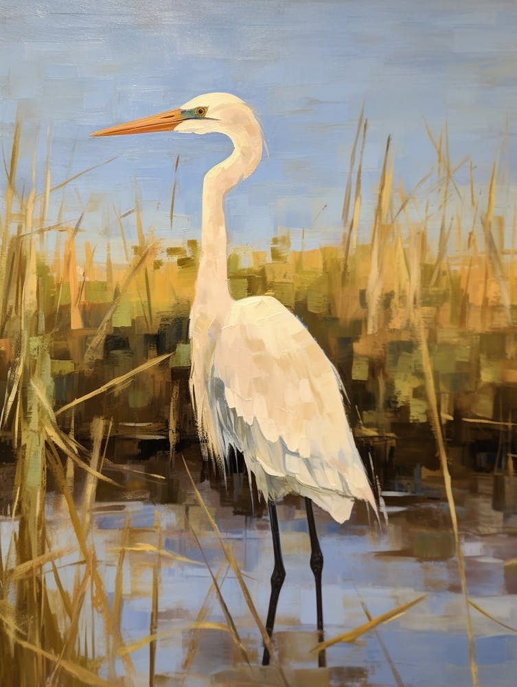 Bird Painting Egret 2