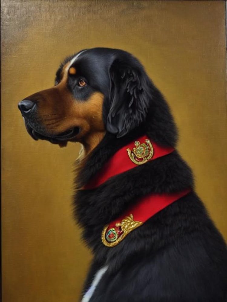 Tibetan Mastiff Renaissance Portrait Oil Painting