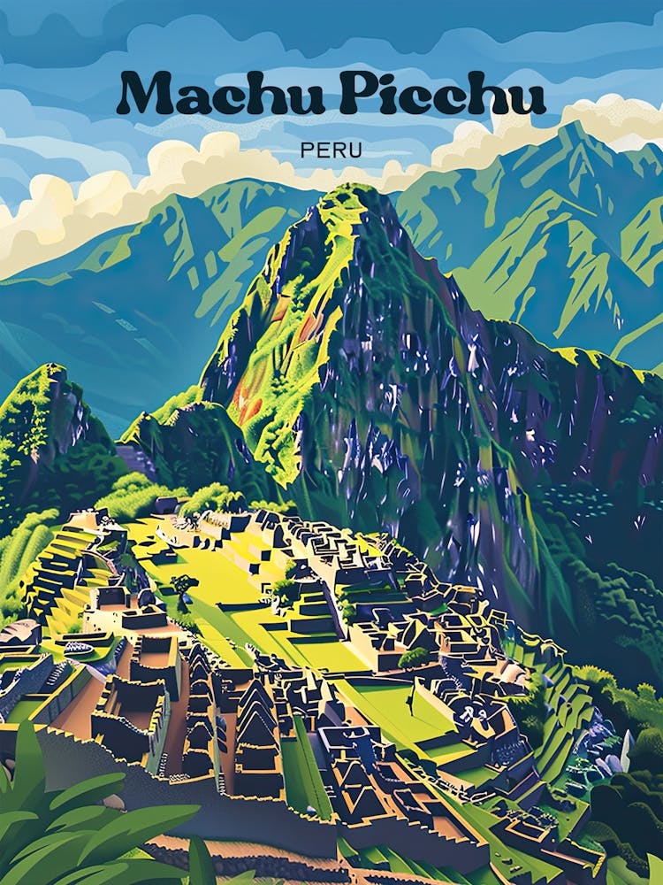 Machu Picchu Peru Inca Citadel Digital Travel Art