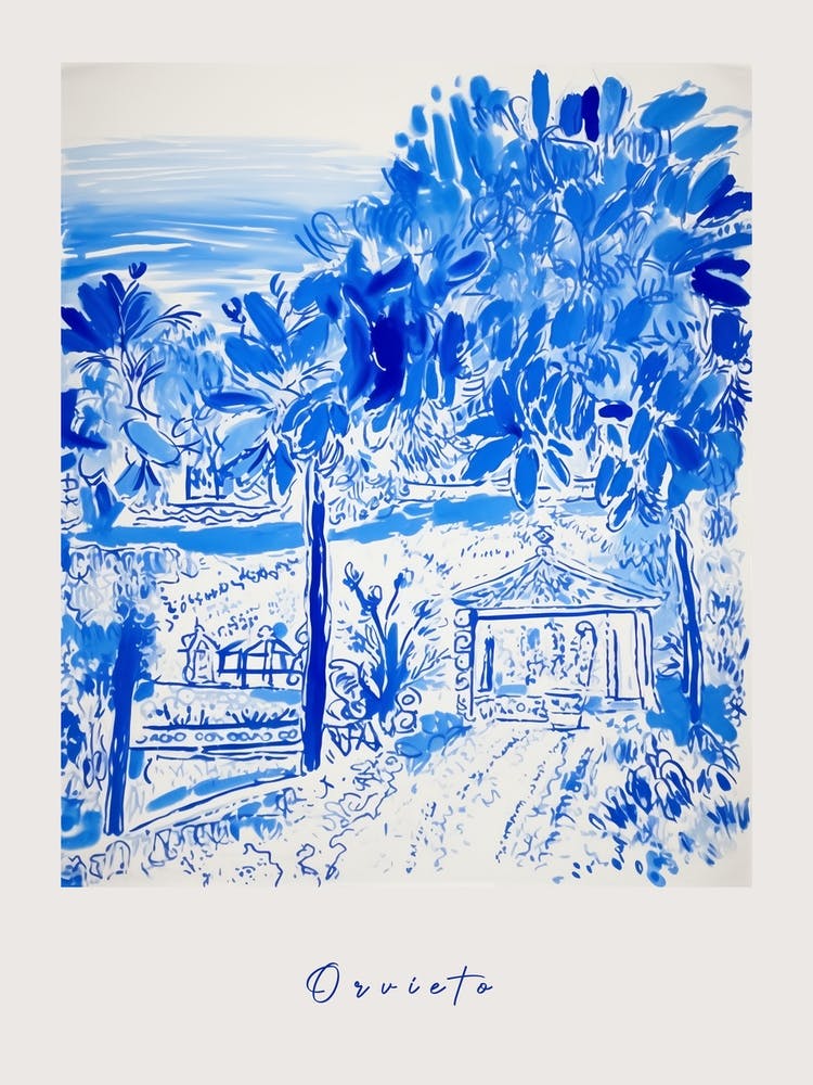 Orvieto Italy Blue Drawing Poster