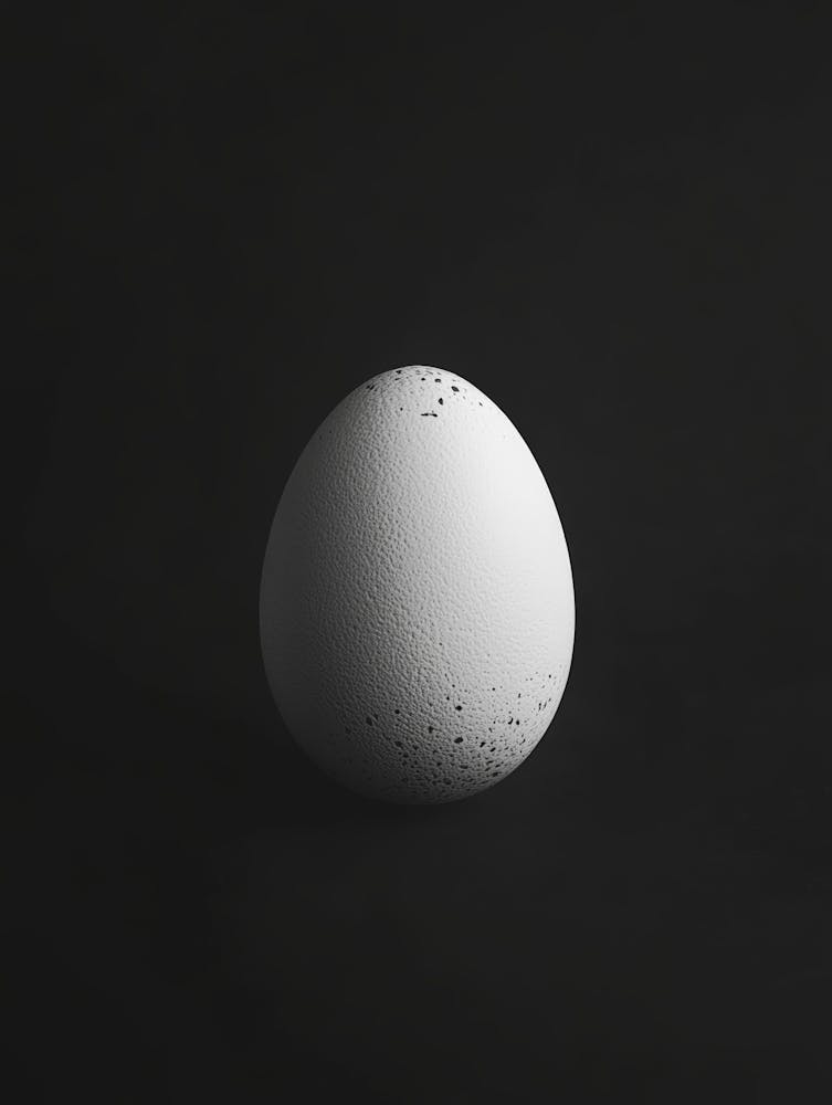 White Egg On A Black Background 1