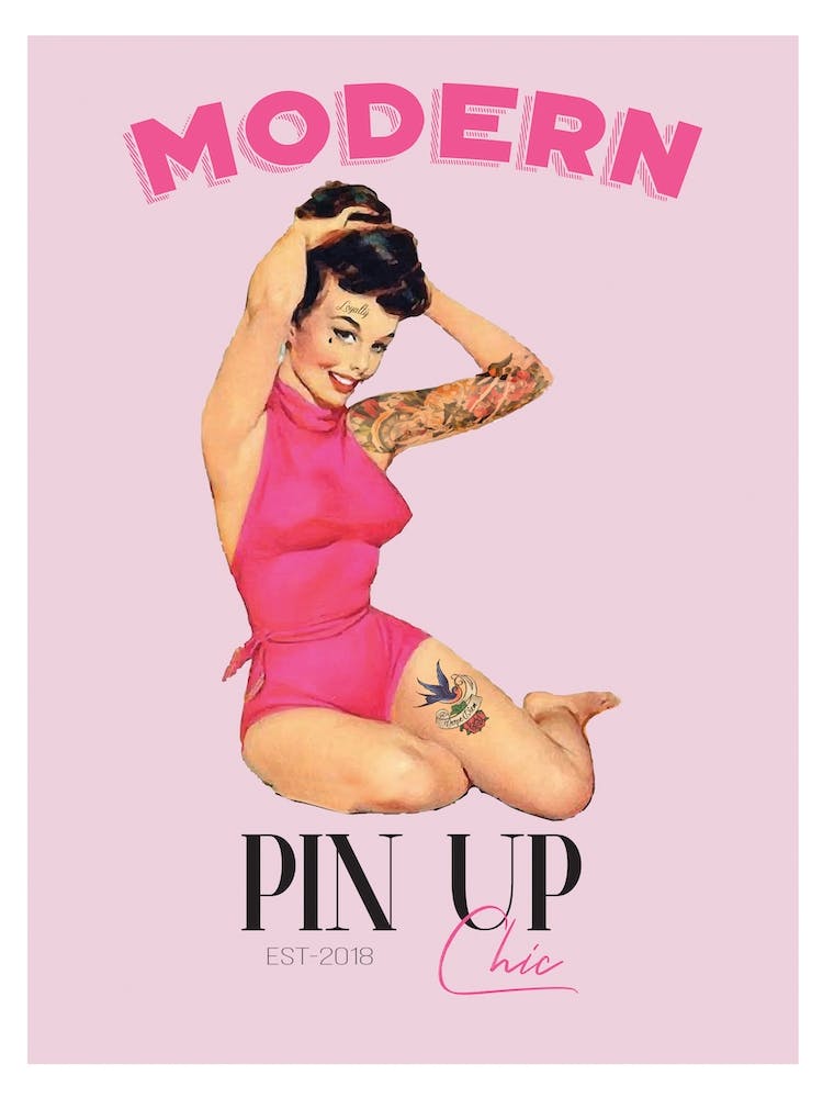 Modern Pin Up Girl with Pink Background