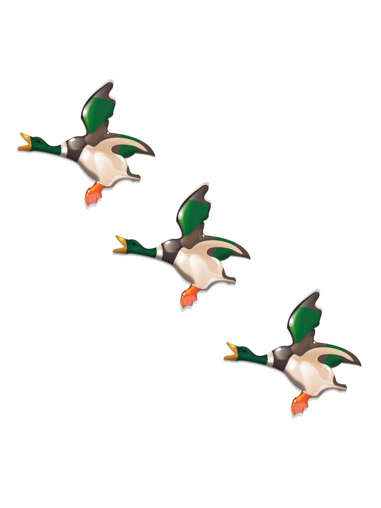 Three Porcelain Ducks In Flight