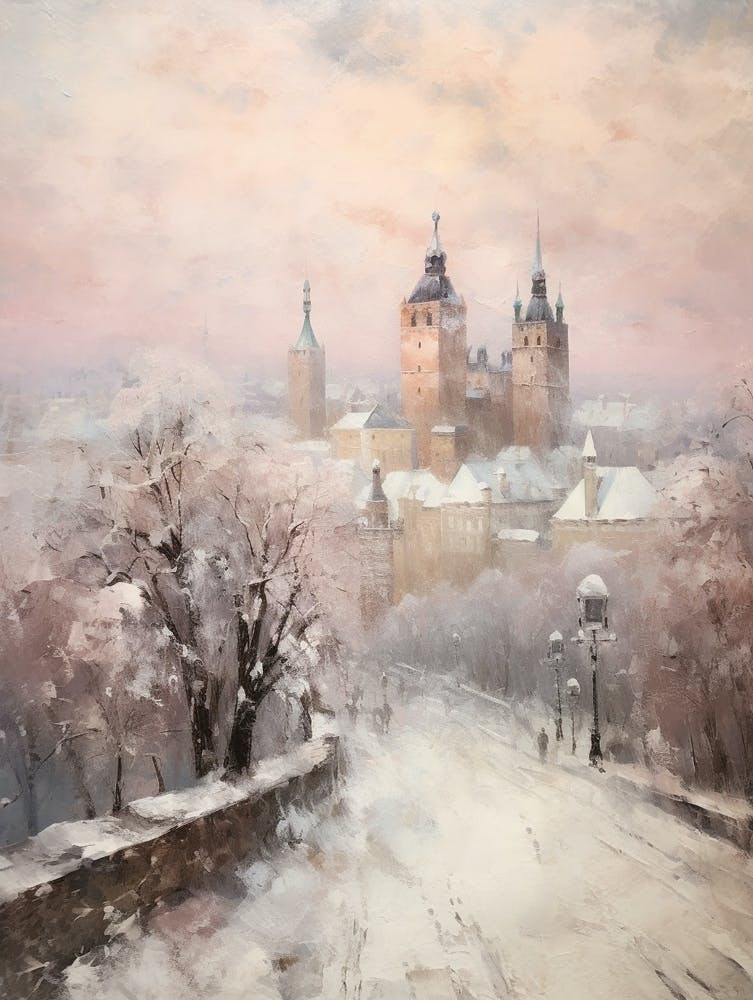 Dreamy Winter Painting Krakow Poland 3