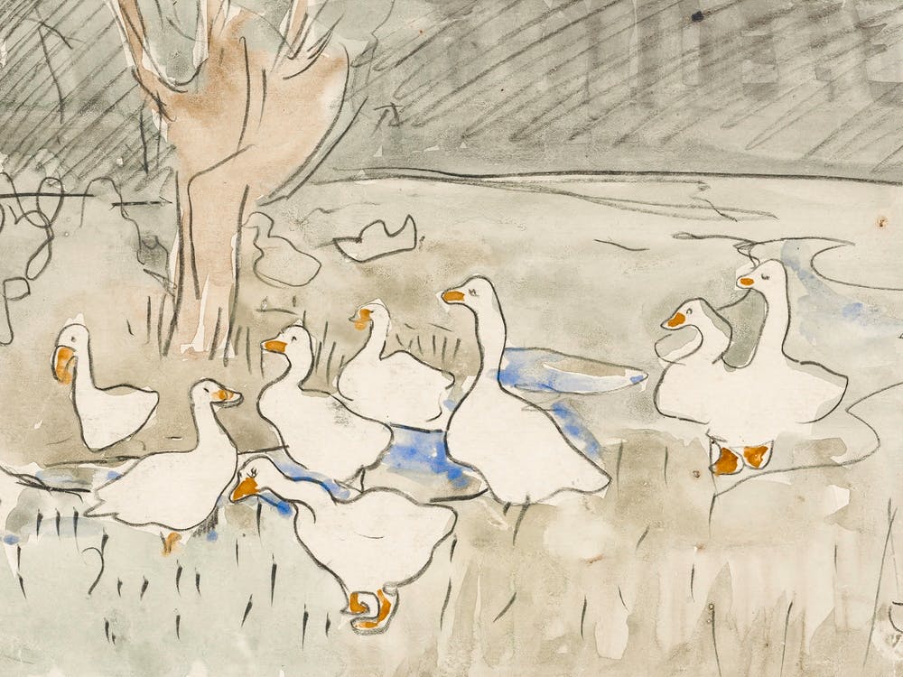 Peinture de Canards de Ferme de Printemps