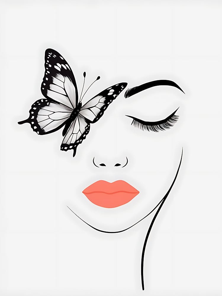 Butterfly On A Woman'S Face