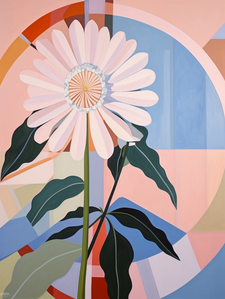 Asters 3 Hilma Af Klint Inspired Pastel Flower Painting