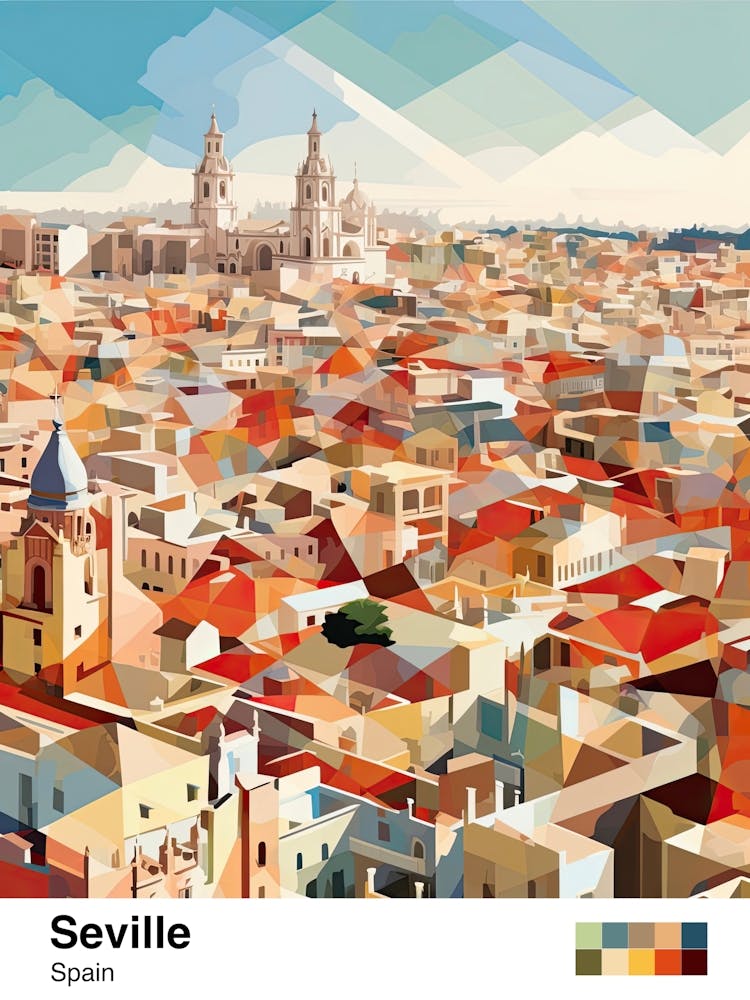 Seville, Spain, Geometric Illustration 3 Poster