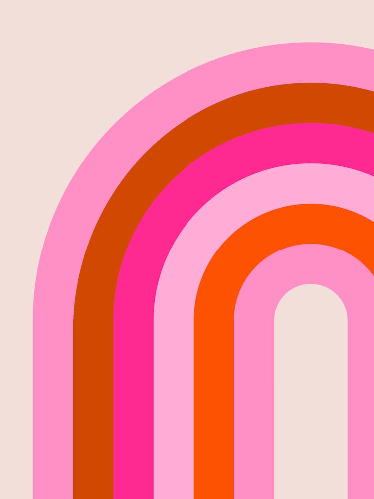 Retro Rainbow Arch Pink And Orange