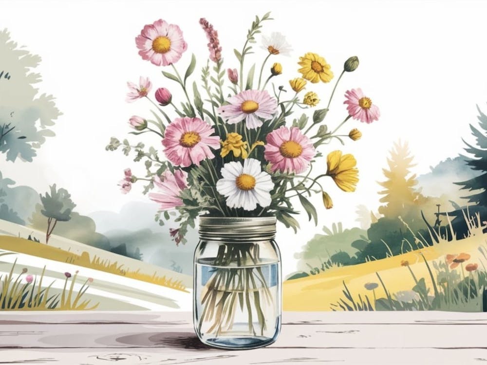 Flowers in a Jar - Still Life