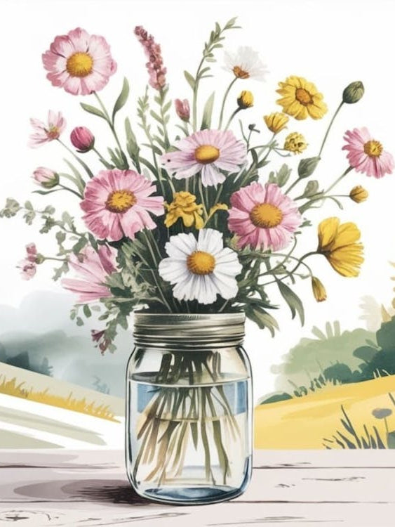 Flowers in a Jar - Still Life