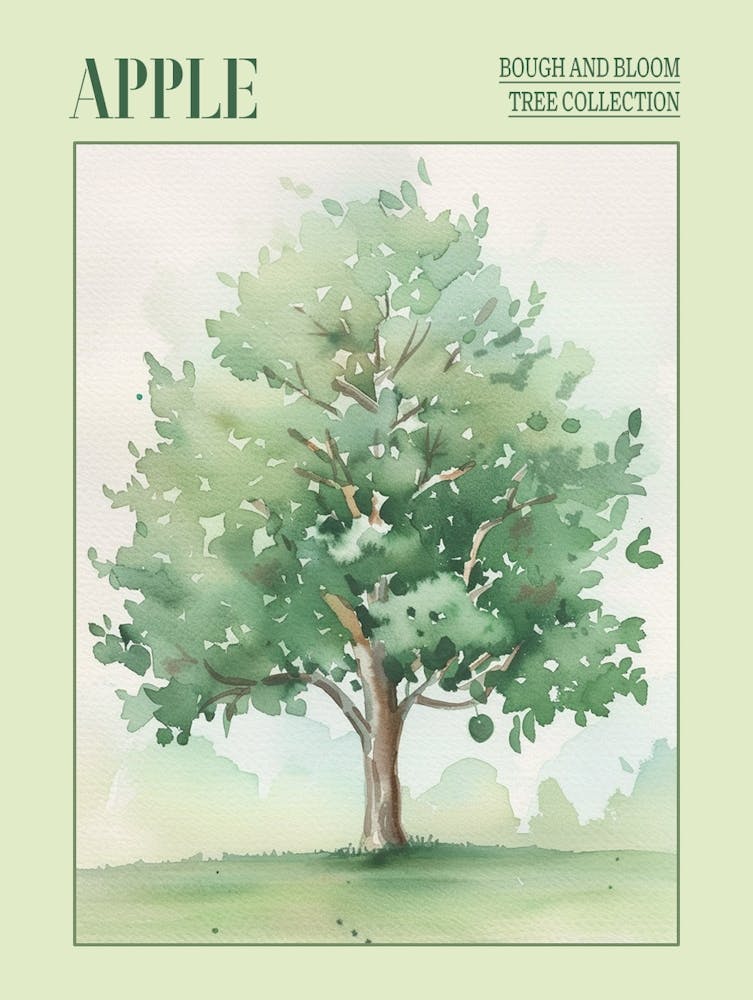 Apple Tree Atmospheric Watercolour Painting 2 Poster