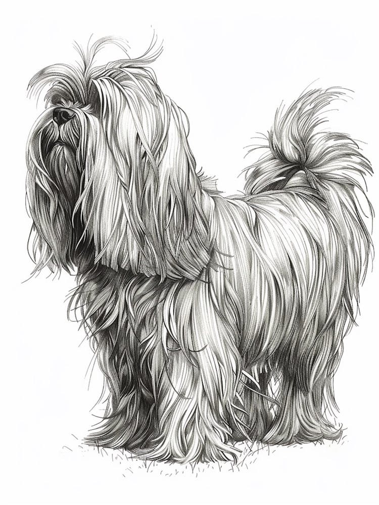 Lowchen Dog Line Sketch