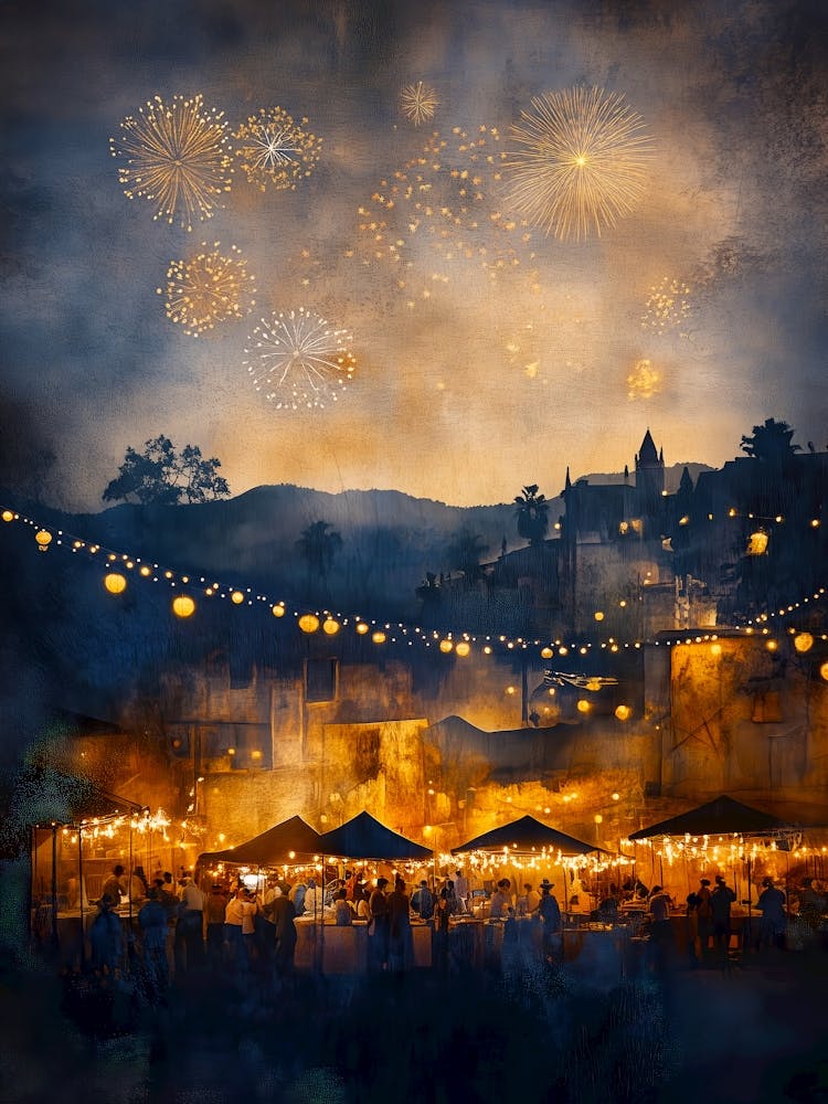 Night At The Market Mexican art