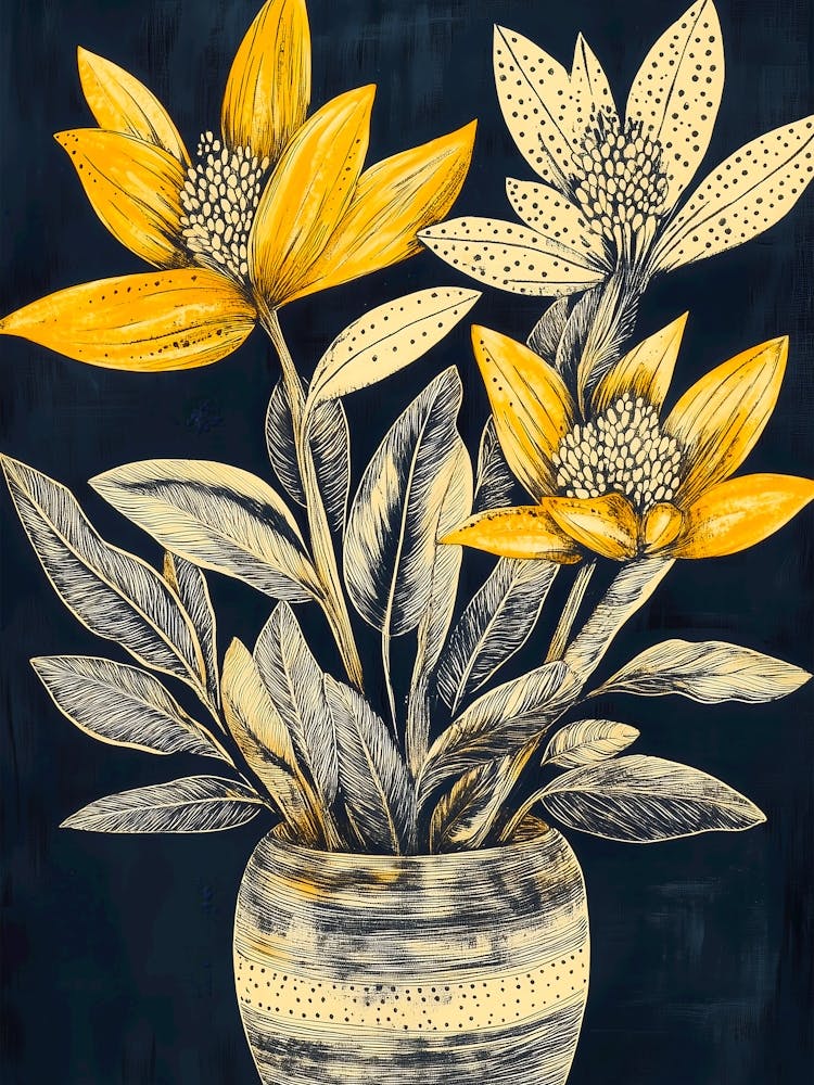 Yellow Flowers In A Vase