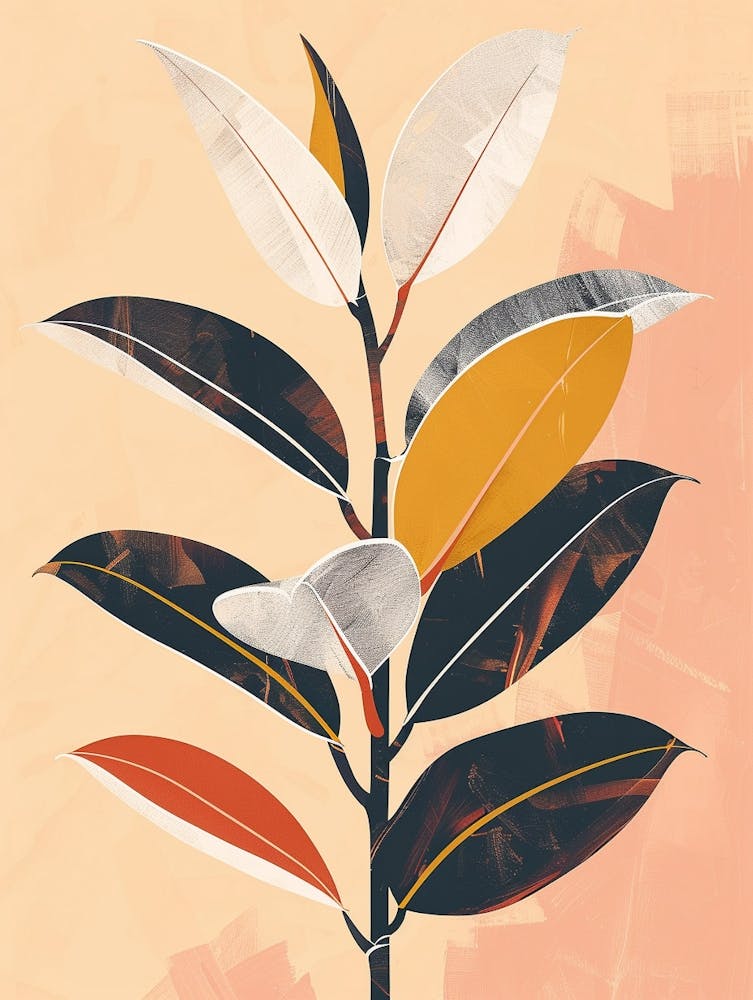 Rubber Plant Minimalist Illustration 4