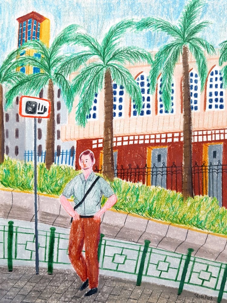 Palm Trees And A Man