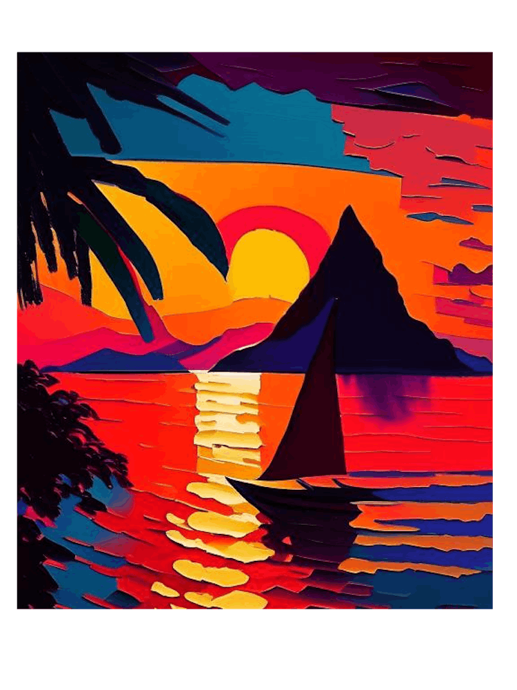 Square Acrylic Bay Sunset
