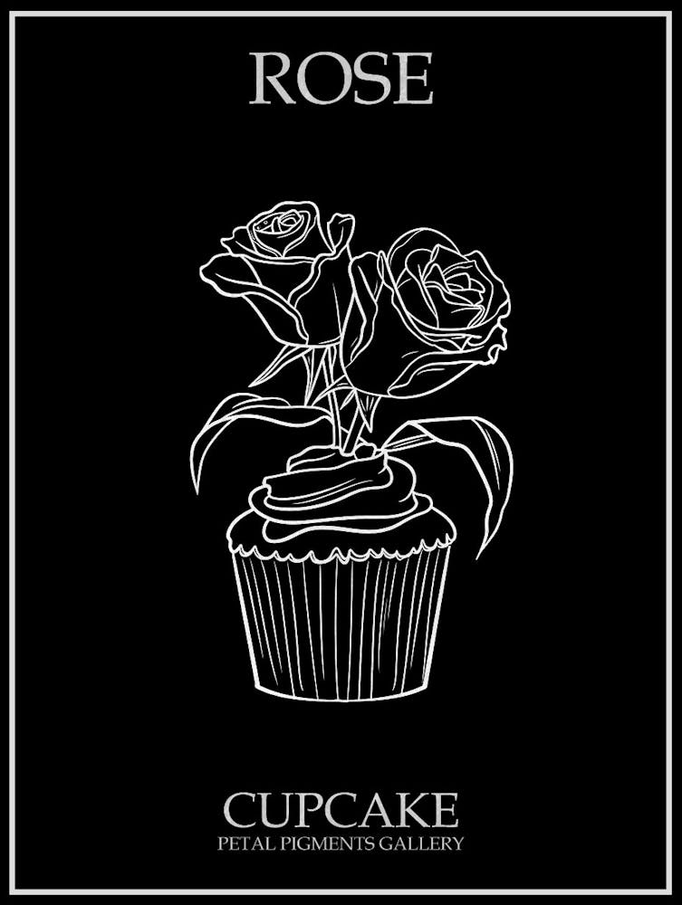 Rose Cupcake Line Drawing 4 Poster Inverted