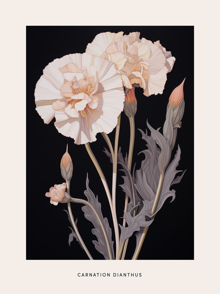 Flower Illustration Carnation Dianthus 7 Poster