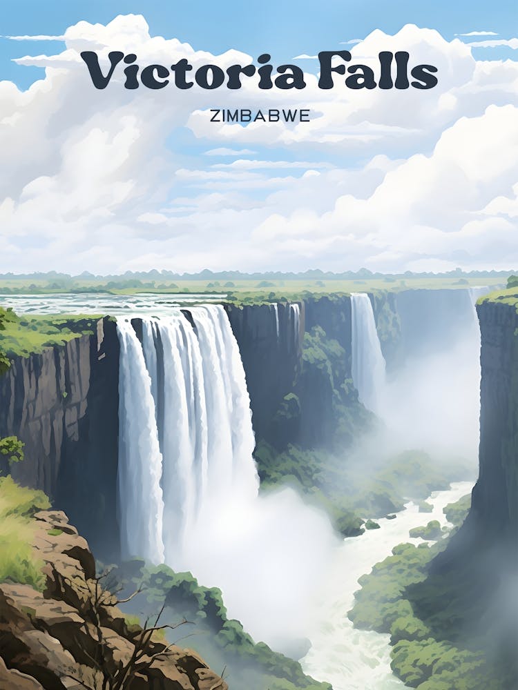 Victoria Falls Zimbabwe Nature Modern Travel Art